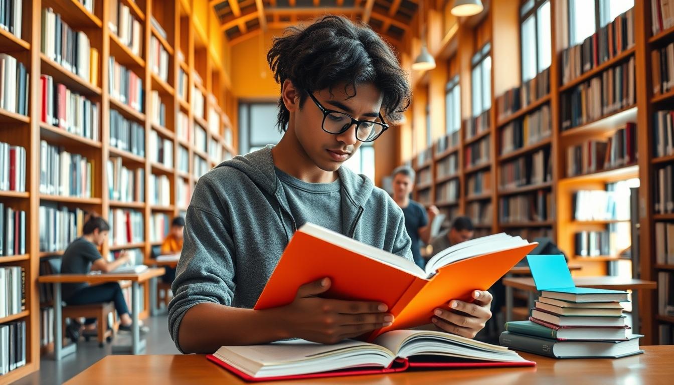 Student using a study guide to organize academic notes
